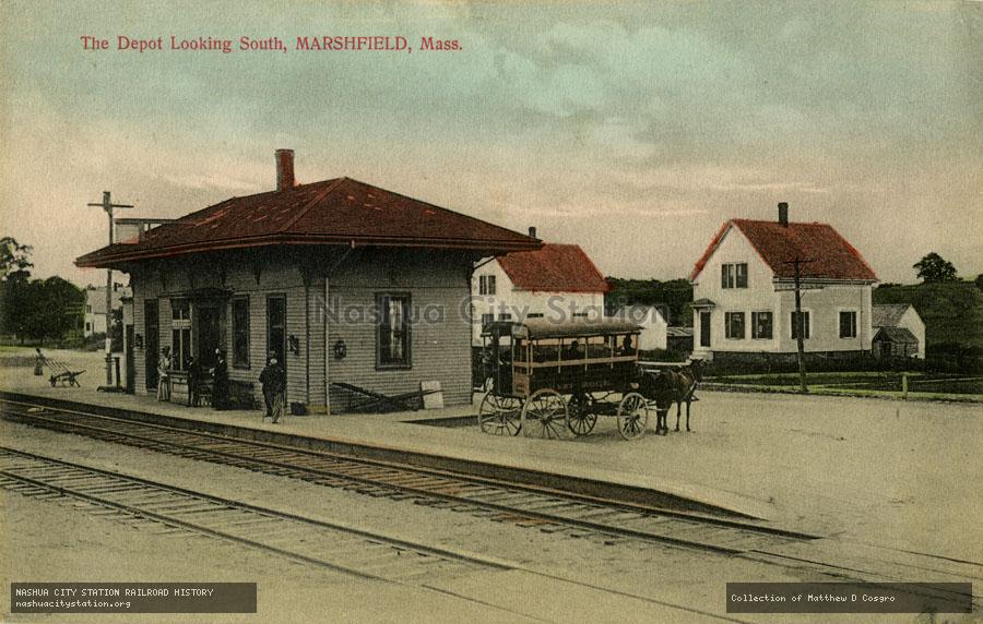 Postcard: The Depot Looking South, Marshfield, Massachusetts